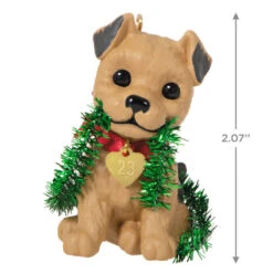 Hallmark Puppy Love Terrier 2023 Ornament -Hallmark Sales Store Dog With Tinsel Keepsake Ornament 1599QXR8177 03