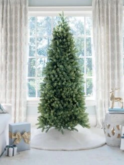King Of Christmas 10' Royal Fir Slim Quick-Shape Artificial Christmas Tree With 1100 Warm White & Multi-Color LED Lights