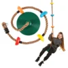 Green Climbing Rope Tree Swing With Platforms And Disc Swings Seat