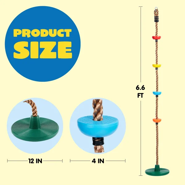 Green Climbing Rope Tree Swing With Platforms And Disc Swings Seat 7 Green Climbing Rope Tree Swing With Platforms And Disc Swings Seat - Image 6