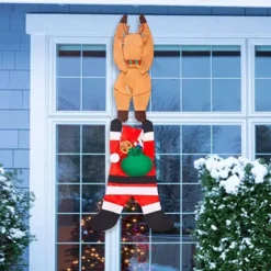 Hanging Santa Claus With Reindeer Decoration 65in