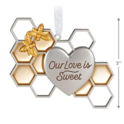 Hallmark Our Love Is Sweet Metal Ornament -Hallmark Sales Store Honeycomb and Heart Keepsake Ornament 1799QHX3027 03