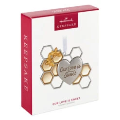 Hallmark Our Love Is Sweet Metal Ornament -Hallmark Sales Store Honeycomb and Heart Keepsake Ornament 1799QHX3027 04