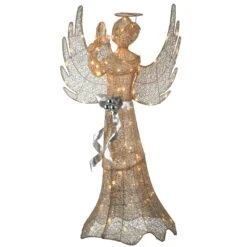 National Tree Company 53" Champagne Gold Praying Angel With LED Lights