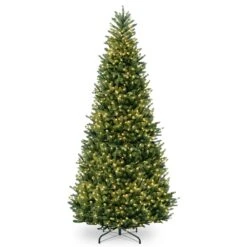National Tree Company Pre-Lit Artificial Giant Slim Christmas Tree, Green, White Lights, Includes Stand, 12 Feet