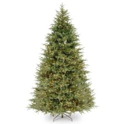 National Tree Company Pre-Lit 'Feel Real' Artificial Slim Christmas Tree, Green, Frasier Grande, White Lights, Includes Stand, 9 Feet