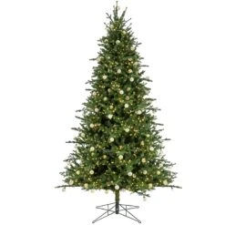 National Tree Company 9ft Pre-lit Artificial Feel Real® Christmas Aspen Pine Hinged Tree, 4660 Warm White LED Cosmic Lights® -UL