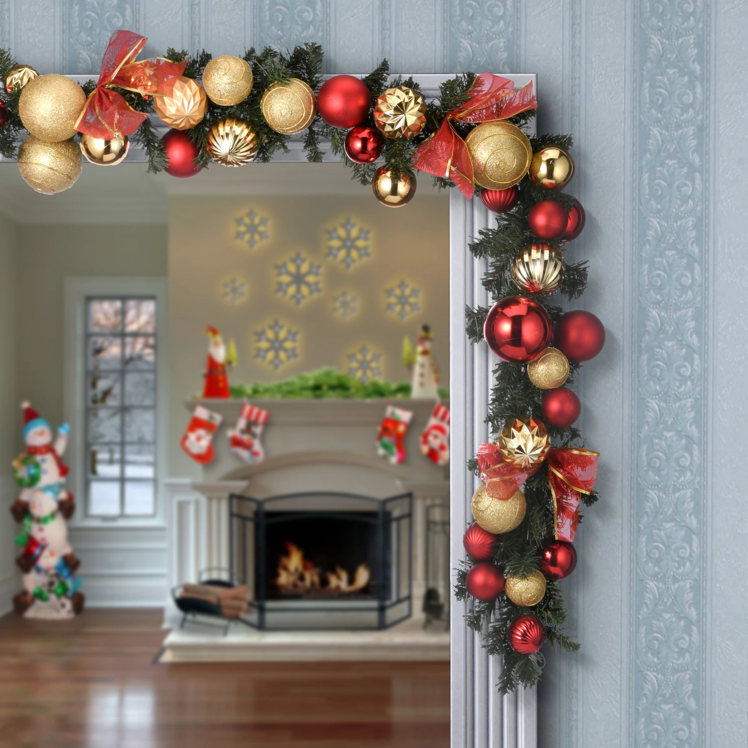 National Tree Company Artificial Christmas Garland, Green, Evergreen, Decorated With Ball Ornaments, Ribbon Bows, Christmas Collection, 9 Feet 4 National Tree Company Artificial Christmas Garland, Green, Evergreen, Decorated With Ball Ornaments, Ribbon Bows, Christmas Collection, 9 Feet - Image 2