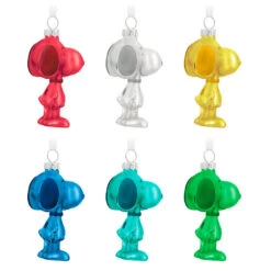 Hallmark The Peanuts® Gang Snoopy Glass Ornaments, Set Of 6 -Hallmark Sales Store Set of 6 Colored Glass Snoopy Keepsake Ornaments 2499QSB6329 06