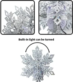 LED Snowflake Tree Topper Lighted W/ White Projector -Hallmark Sales Store Silver Snowflake Tree Topper Metal with White Star Snowflake Projector Light 1