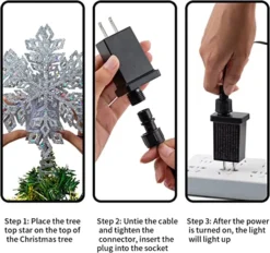 LED Snowflake Tree Topper Lighted W/ White Projector -Hallmark Sales Store Silver Snowflake Tree Topper Metal with White Star Snowflake Projector Light 2