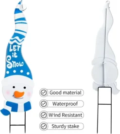 2pcs Snowman And Gnome Metal Christmas Yard Signs With Stake -Hallmark Sales Store Snowman and Gnome Yard Sign 5 result 600x667 1