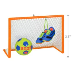 Hallmark Soccer Star 2023 Ornament -Hallmark Sales Store Soccer Goal Shoes and Ball Keepsake Ornament 1399QGO2689 03