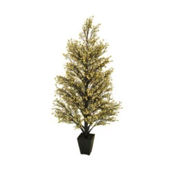 3.5' Potted Twinkle Glittered Berry Slim Artificial Christmas Tree - Unlit