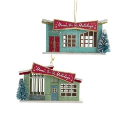 Kurt Adler 4.25" Wooden Mid-Century Modern House Christmas Ornament E0482