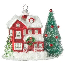 Raz 5.75" Red House Glass Christmas Ornament 4119031 -Hallmark Sales Store apipxwcft 62735.1646091956