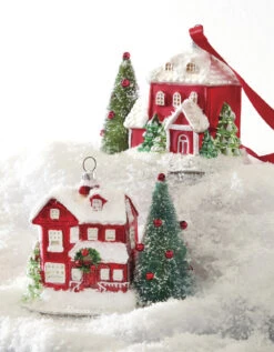 Raz 5.75" Red House Glass Christmas Ornament 4119031