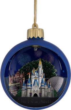Disney Globe Ornament - Four Parks With Fireworks - Light Up