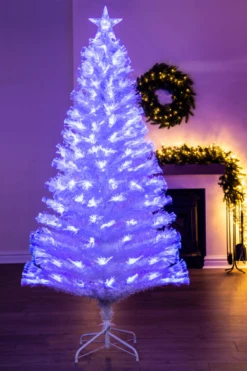 The White Blue Ripple Effect Fibre Optic Tree (4ft To 7ft)