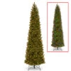 12’ Pre-Lit Downswept Douglas Slim Fir Artificial Christmas Tree – Dual Color LED Lights