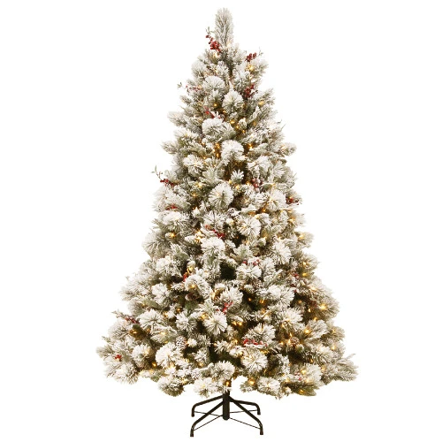Christmas Central 7.5’ Pre-Lit Snowy Bedford Pine Artificial Christmas Tree, White Lights 3 Christmas Central 7.5’ Pre-Lit Snowy Bedford Pine Artificial Christmas Tree, White Lights