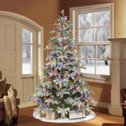 7.5' Pre-lit Flocked Aspen Green Fir Artificial Christmas Tree, Color Select LED Lights -Hallmark Sales Store dpul apgf 75ld6 4 86824.1688168074