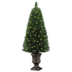Home Accents Holiday 4 Ft. Potted Artificial Christmas Tree With 50 Clear Lights-TYT-14048 205092429