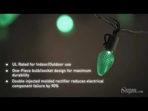 24 Light Red, Pure White & Blue C7 LED Christmas Lights - 8" Spacing 4 24 Light Red, Pure White & Blue C7 LED Christmas Lights - 8" Spacing - Image 2