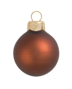 8ct Chocolate Brown And Gold Matte Glass Christmas Ball Ornaments 3.25" (80mm)