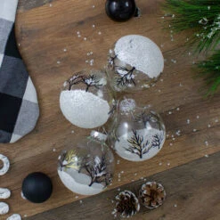 4ct Clear And Frosted Winter Tree Glass Christmas Ball Ornaments 3.25" (80mm) 7 4ct Clear And Frosted Winter Tree Glass Christmas Ball Ornaments 3.25" (80mm) -Hallmark Sales Store northlight wy27606 3 52854.1667572626