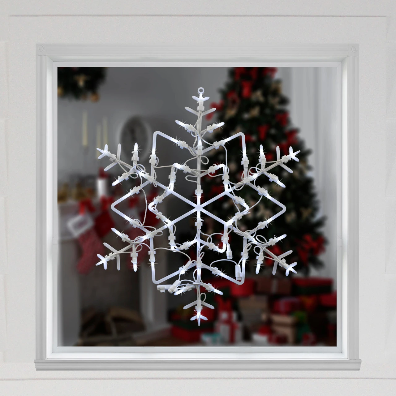 18" LED Lighted Snowflake Christmas Window Silhouette Decoration 5 18" LED Lighted Snowflake Christmas Window Silhouette Decoration - Image 3